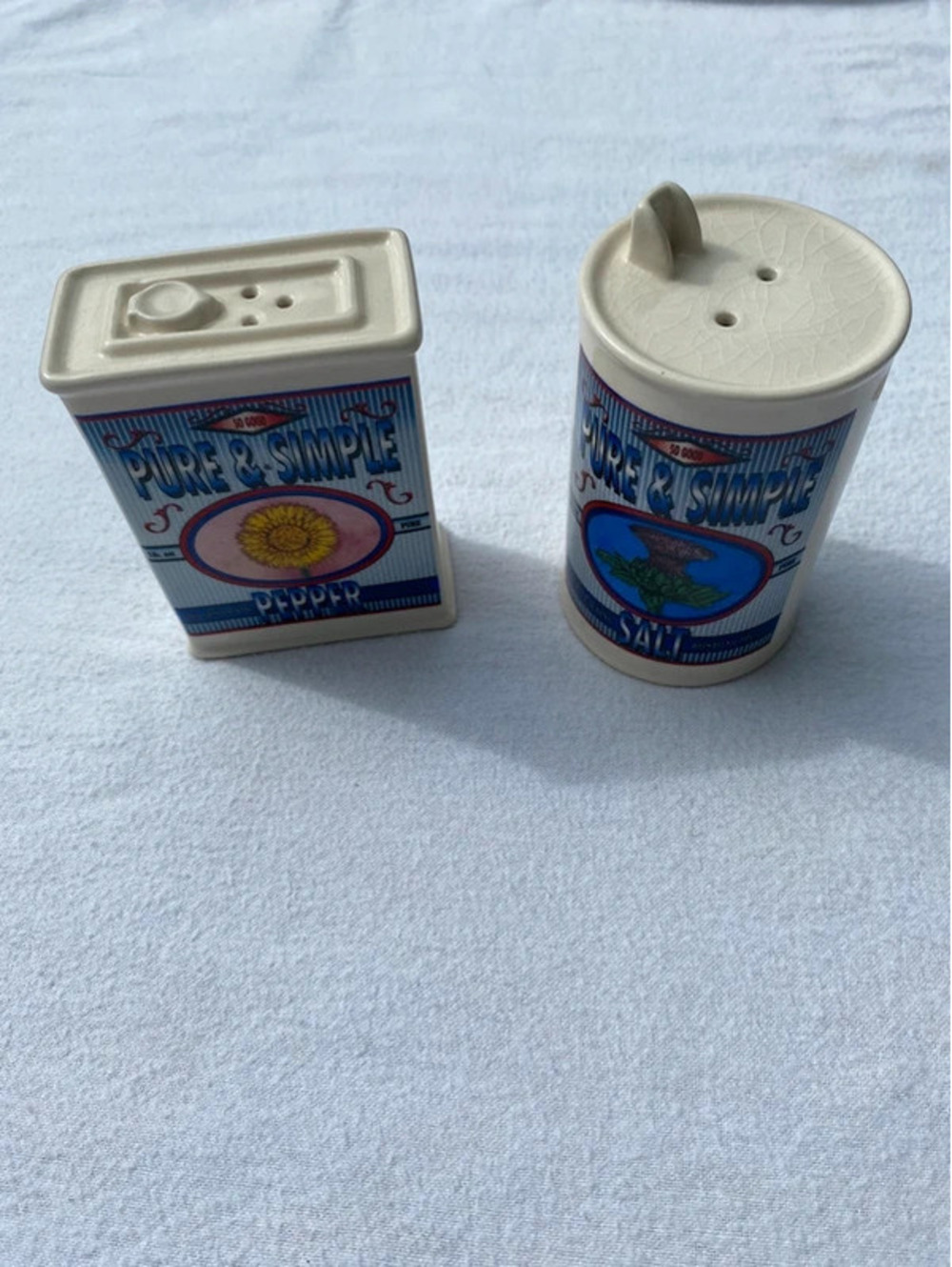 Pure And Simple Salt & Pepper Shakers Ceramic